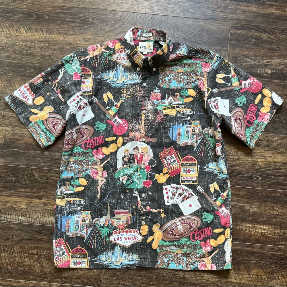 Reyn Spooner Mens Aloha Hawaiian Shirt Sz M Las Vegas Casino 9th Island Limited